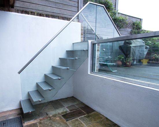 stairs with glass balustrade